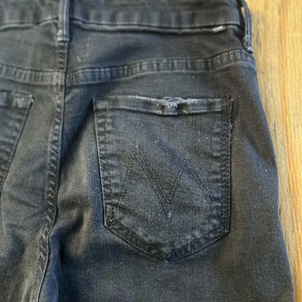 MOTHER  Black Skinny Jeans High-Rise Looker Jeans in Miss Moody Two Shoes Racer - Picture 8 of 13